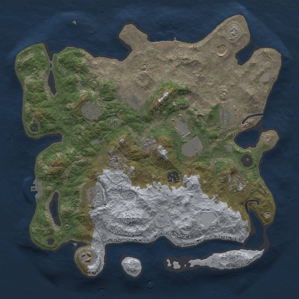 Rust Map: Procedural Map, Size: 3700, Seed: 2029302061, 19 Monuments