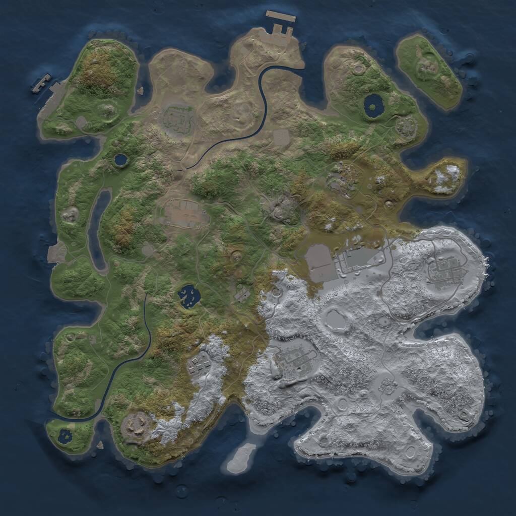 Rust Map: Procedural Map, Size: 3500, Seed: 594297061, 15 Monuments