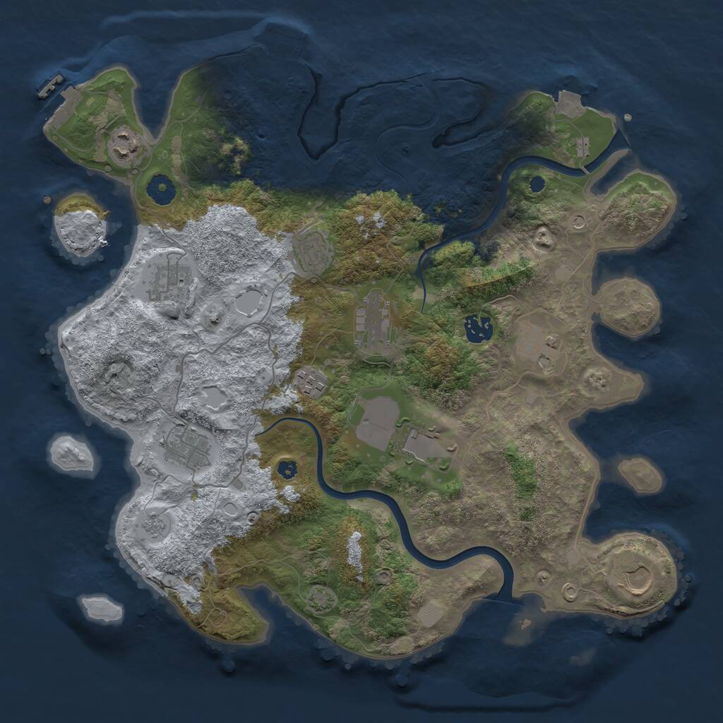 Rust Map: Procedural Map, Size: 3750, Seed: 1060487078, 16 Monuments