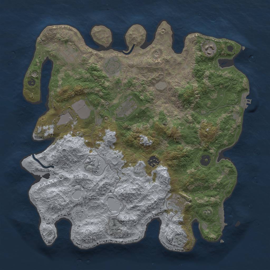 Rust Map: Procedural Map, Size: 3700, Seed: 732035312, 18 Monuments