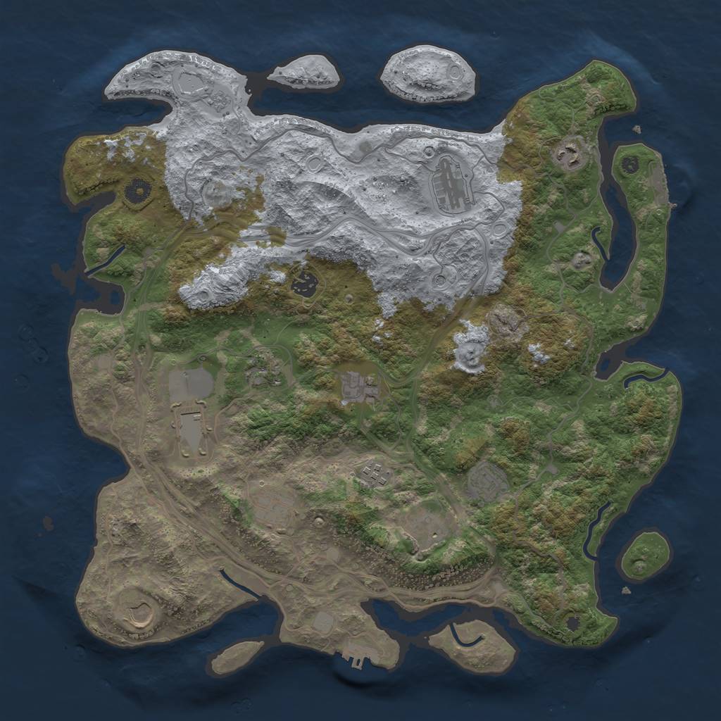 Rust Map: Procedural Map, Size: 4250, Seed: 1936203734, 20 Monuments