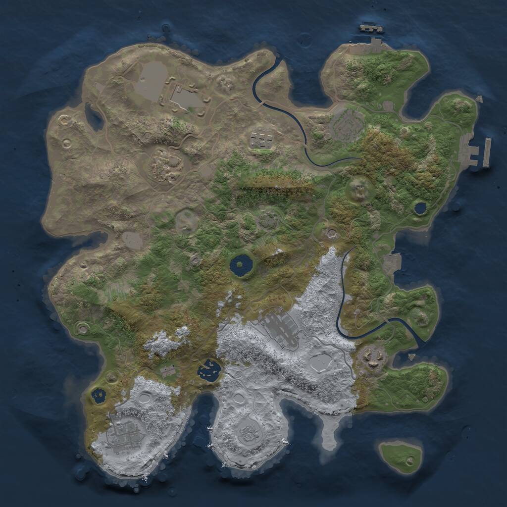Rust Map: Procedural Map, Size: 3500, Seed: 467133875, 14 Monuments