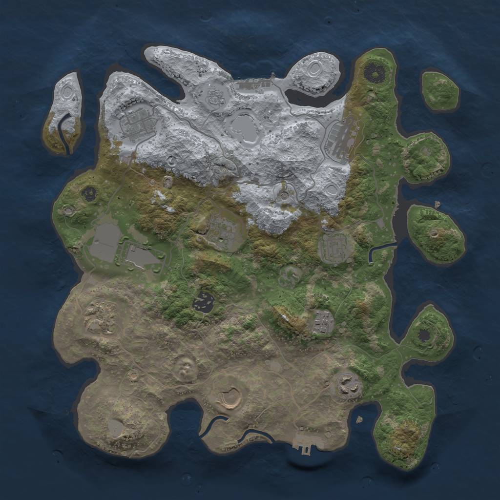 Rust Map: Procedural Map, Size: 3500, Seed: 1554831139, 17 Monuments
