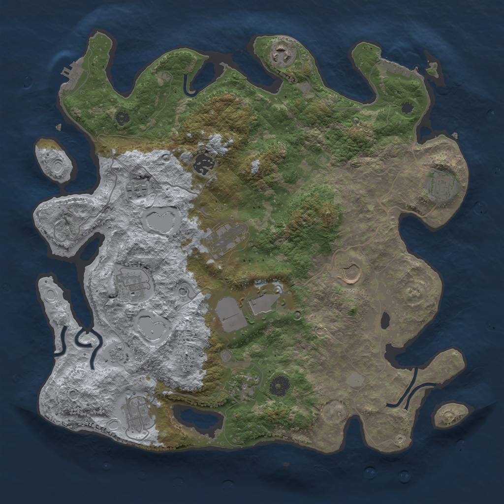 Rust Map: Procedural Map, Size: 3800, Seed: 92532047, 19 Monuments