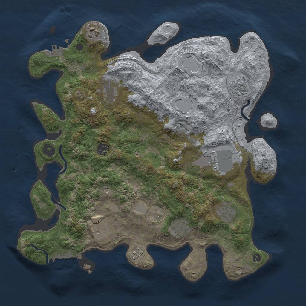 Rust Map: Procedural Map, Size: 3700, Seed: 345684676, 16 Monuments