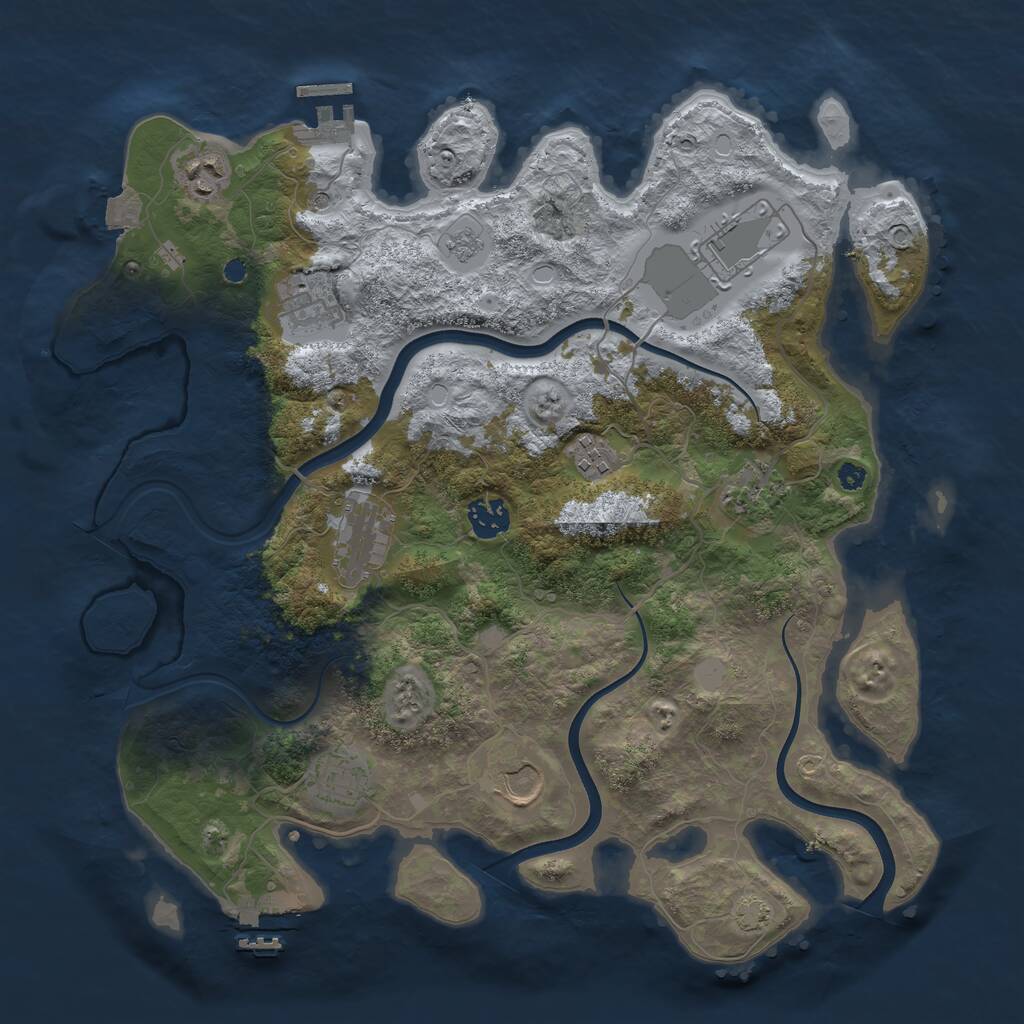 Rust Map: Procedural Map, Size: 3700, Seed: 288357, 15 Monuments
