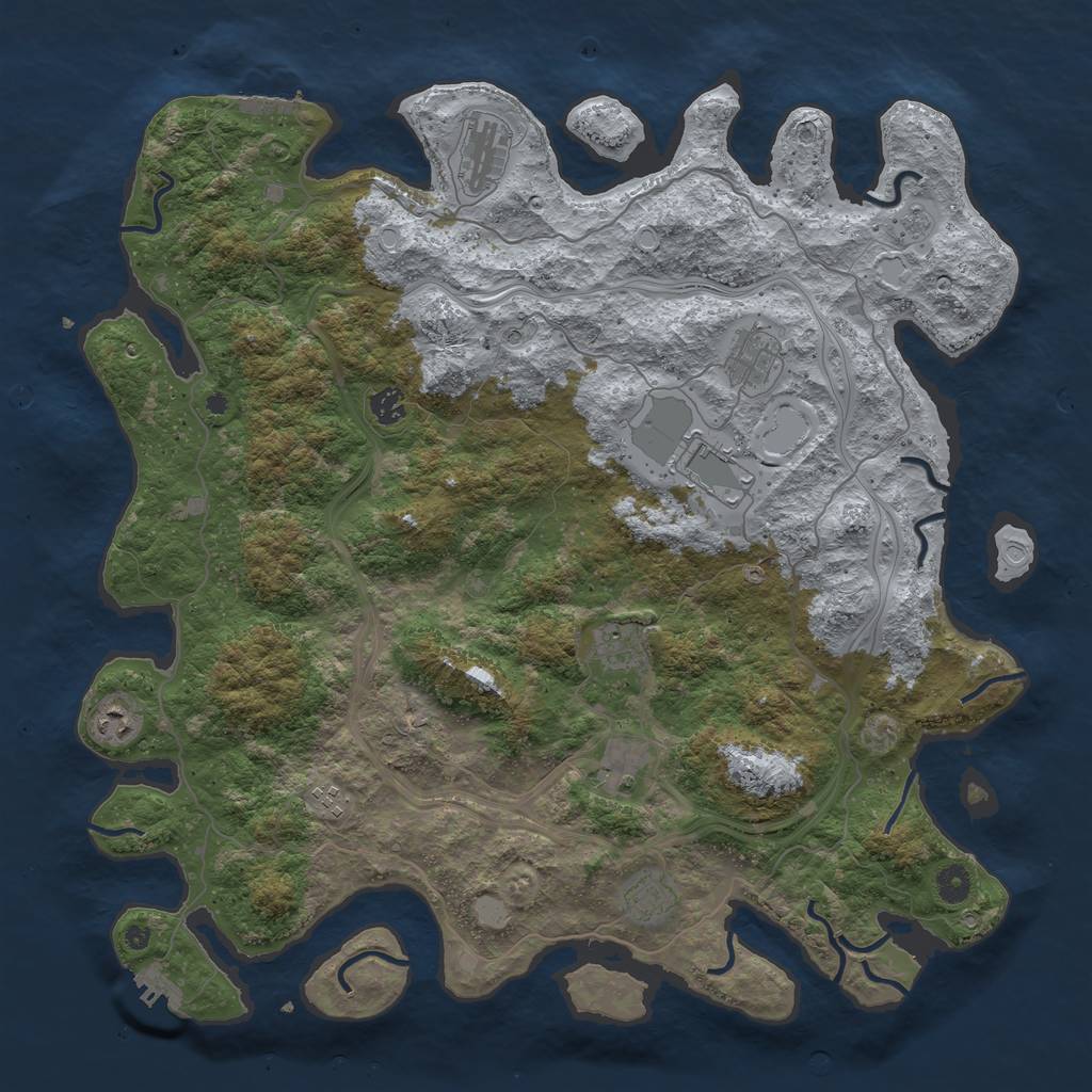 Rust Map: Procedural Map, Size: 4500, Seed: 1362571, 16 Monuments