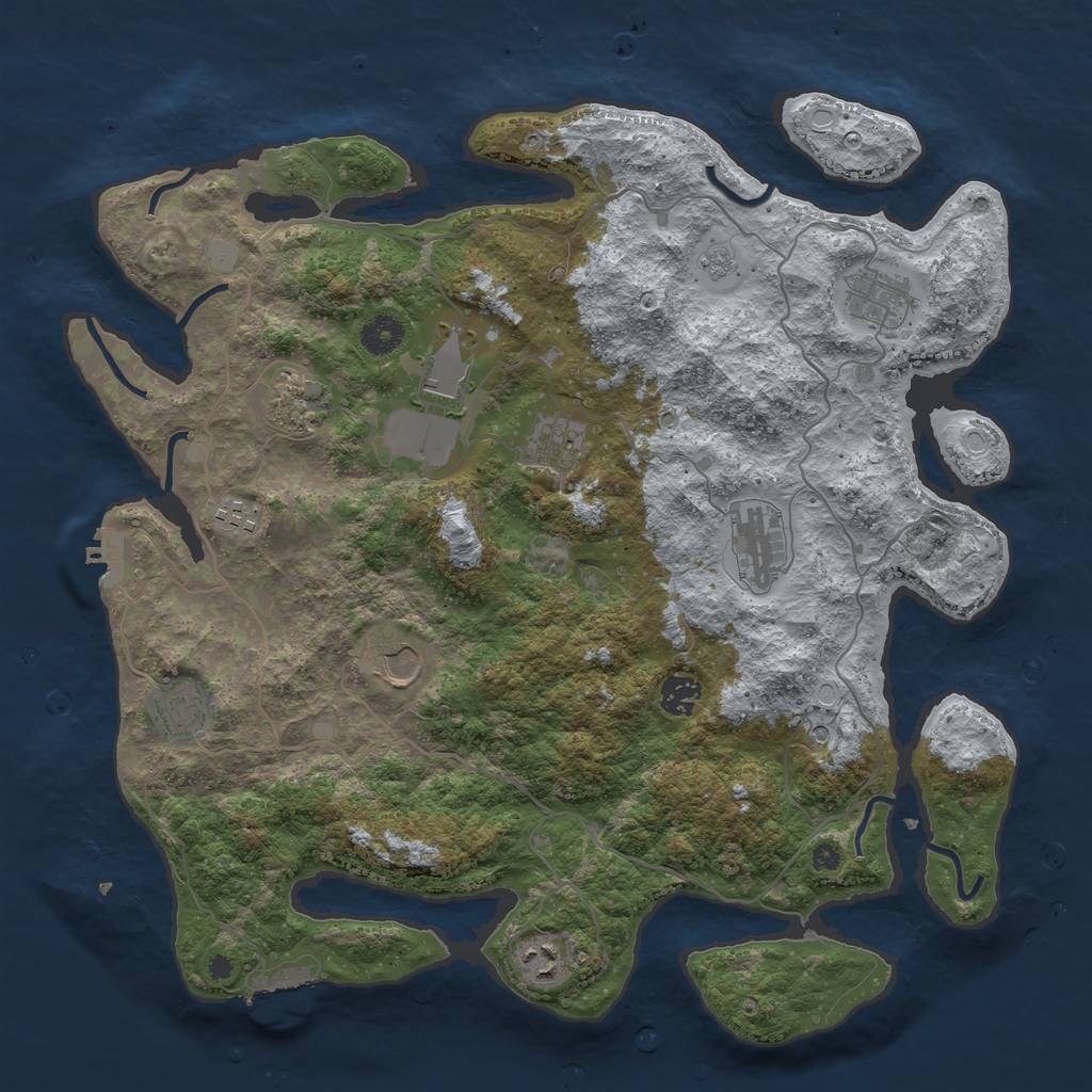 Rust Map: Procedural Map, Size: 4000, Seed: 48320, 19 Monuments