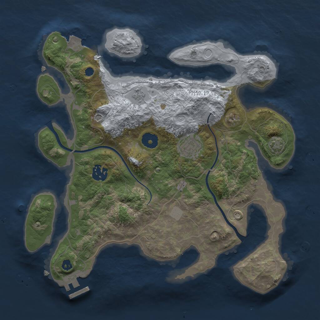 Rust Map: Procedural Map, Size: 3000, Seed: 424059283, 7 Monuments