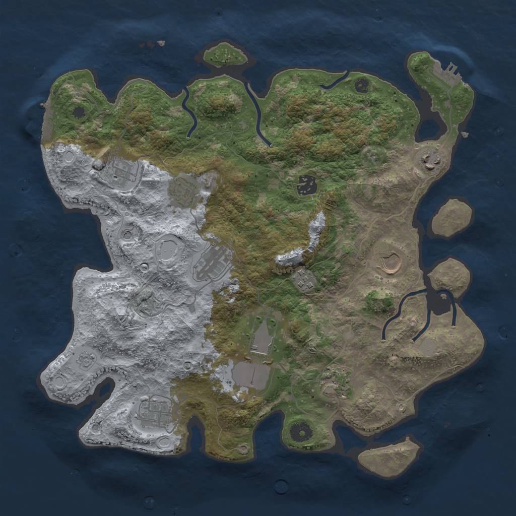 Rust Map: Procedural Map, Size: 3700, Seed: 1724411304, 19 Monuments