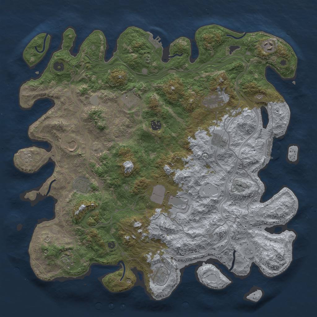 Rust Map: Procedural Map, Size: 4500, Seed: 1042023, 20 Monuments