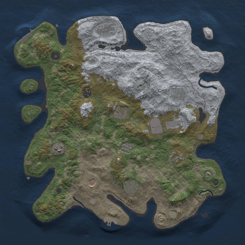 Rust Map: Procedural Map, Size: 4000, Seed: 24600, 19 Monuments