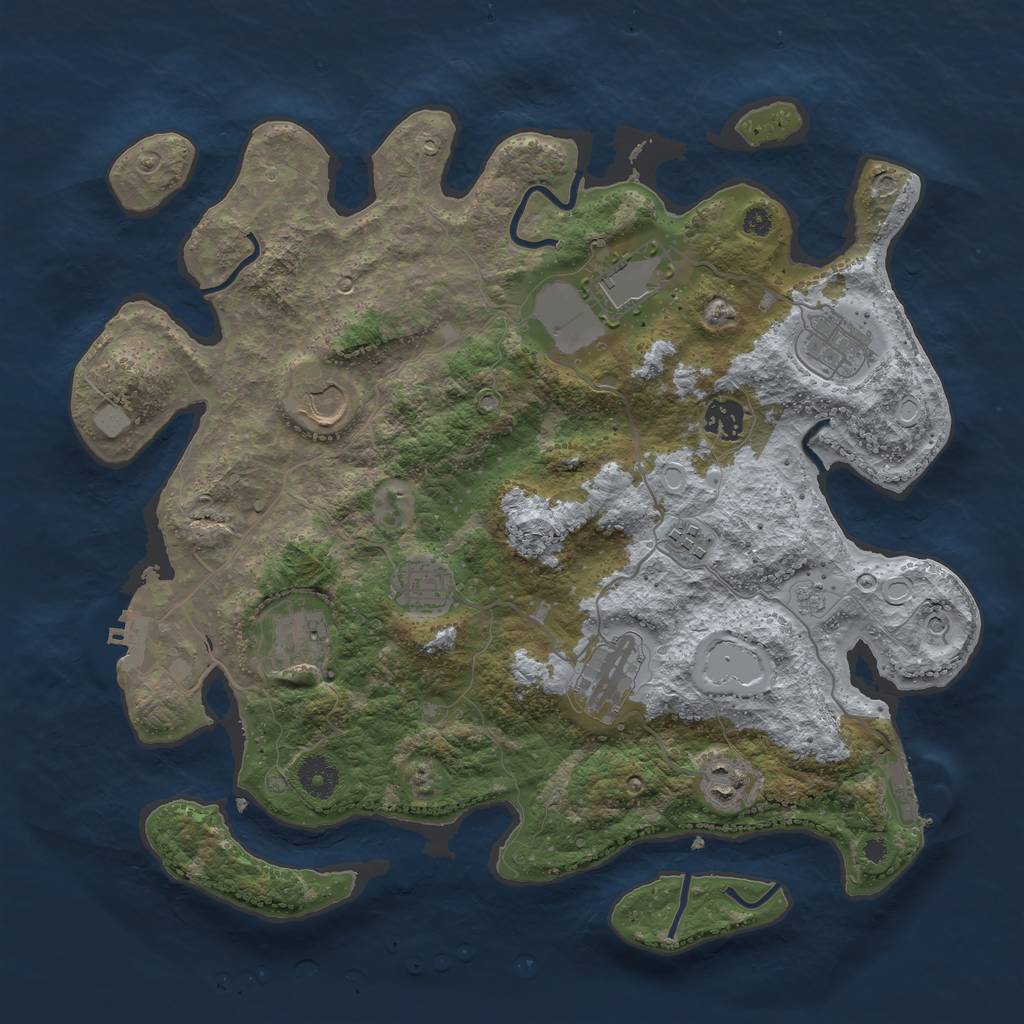Rust Map: Procedural Map, Size: 3750, Seed: 120123, 18 Monuments