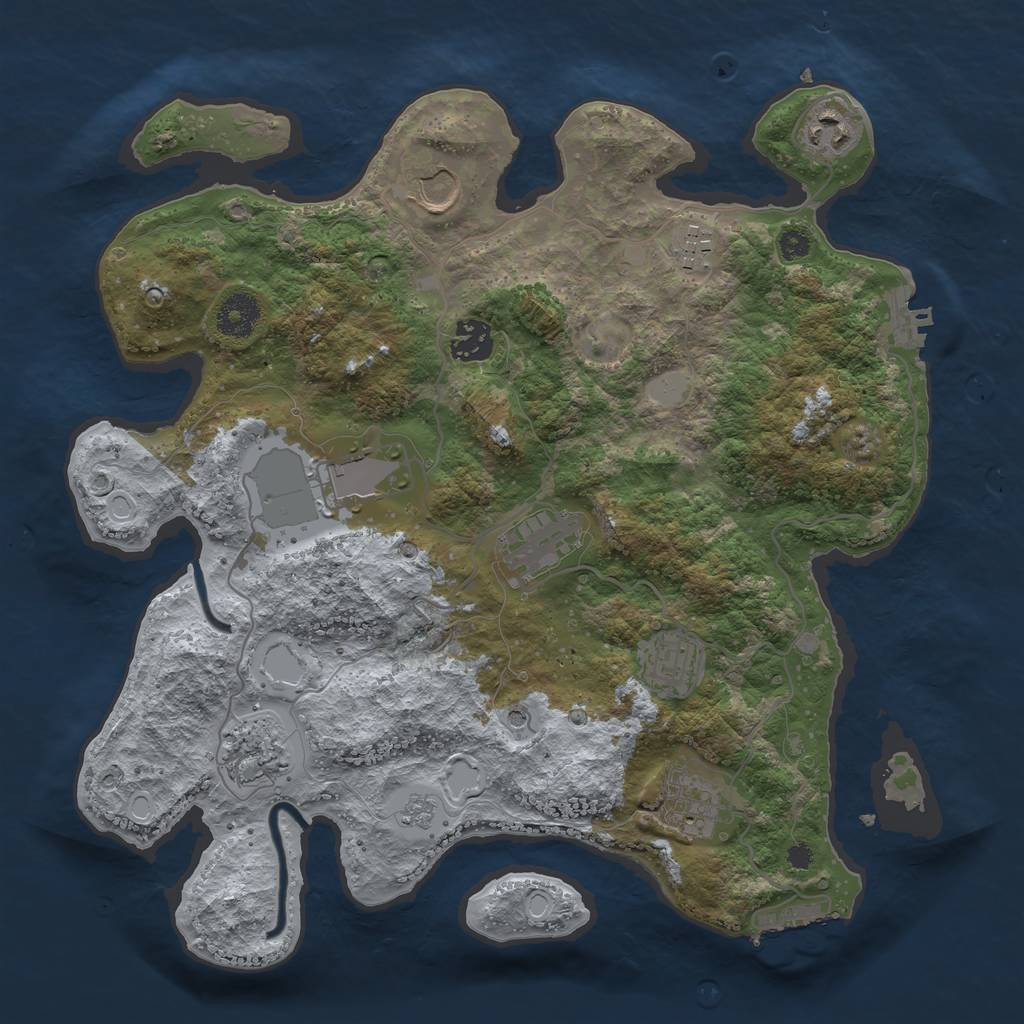 Rust Map: Procedural Map, Size: 3500, Seed: 74715514, 18 Monuments