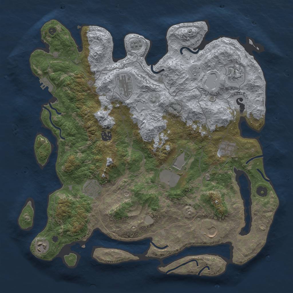 Rust Map: Procedural Map, Size: 4000, Seed: 126573879, 17 Monuments