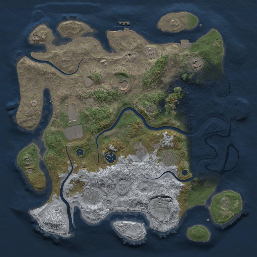 Rust Map: Procedural Map, Size: 3700, Seed: 1610122130, 15 Monuments