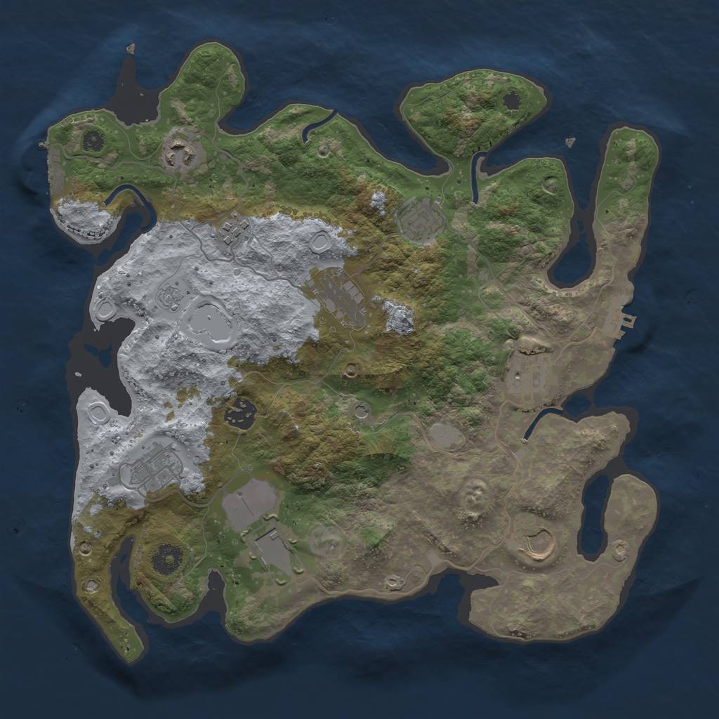 Rust Map: Procedural Map, Size: 3500, Seed: 21423587, 18 Monuments