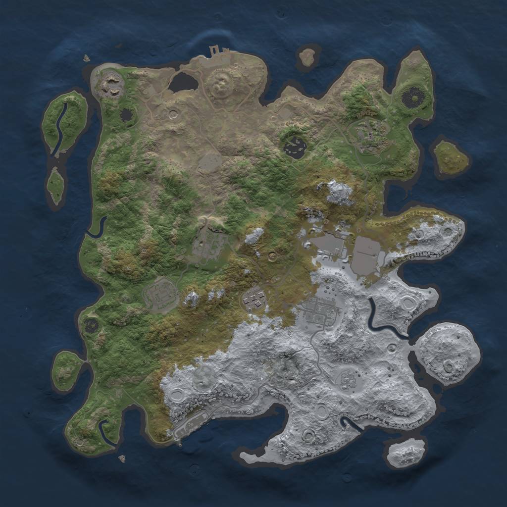 Rust Map: Procedural Map, Size: 3500, Seed: 2031138900, 17 Monuments