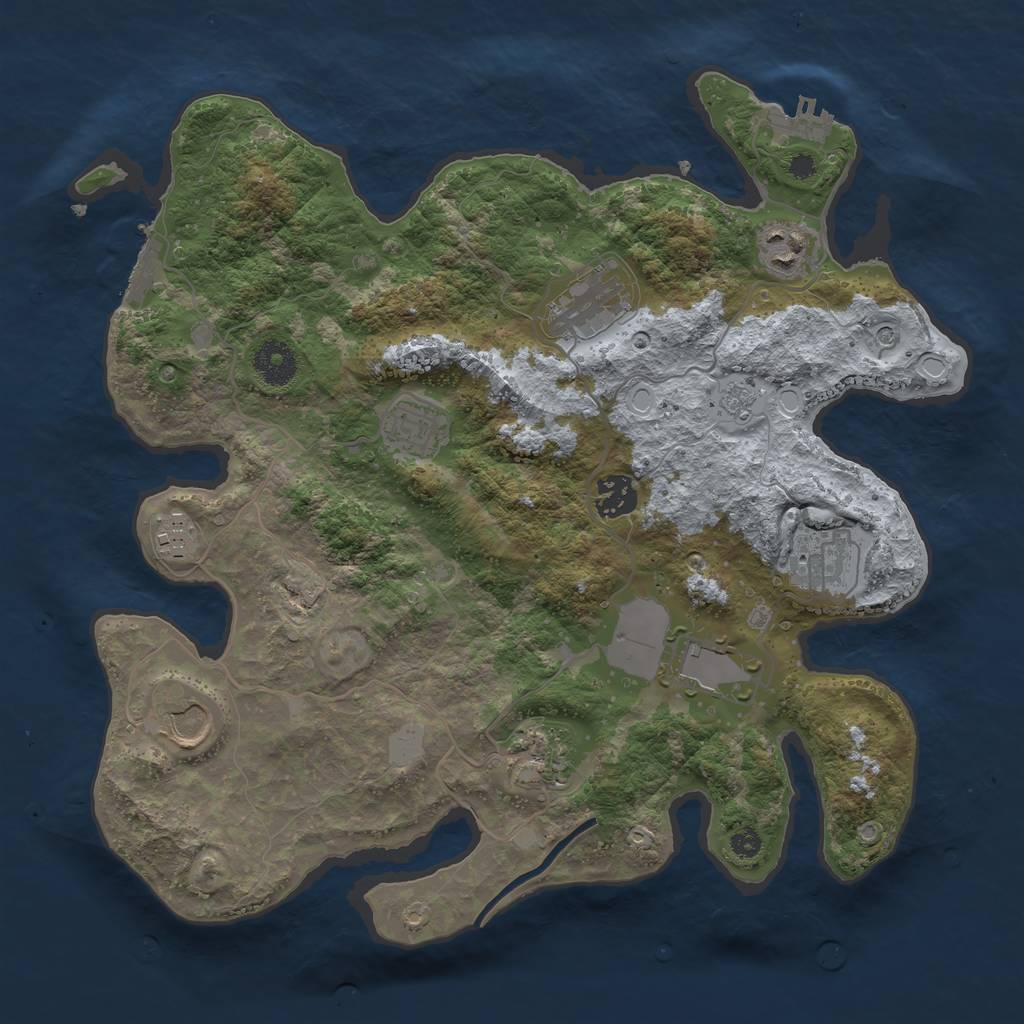 Rust Map: Procedural Map, Size: 3500, Seed: 2113777, 18 Monuments