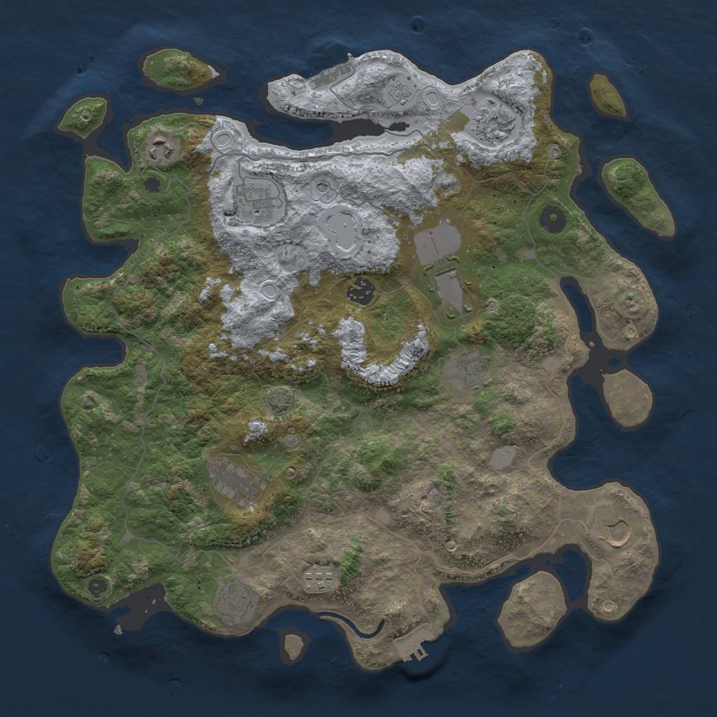 Rust Map: Procedural Map, Size: 4000, Seed: 174738649, 18 Monuments