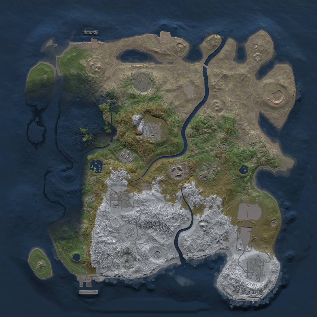 Rust Map: Procedural Map, Size: 3500, Seed: 1270245122, 16 Monuments
