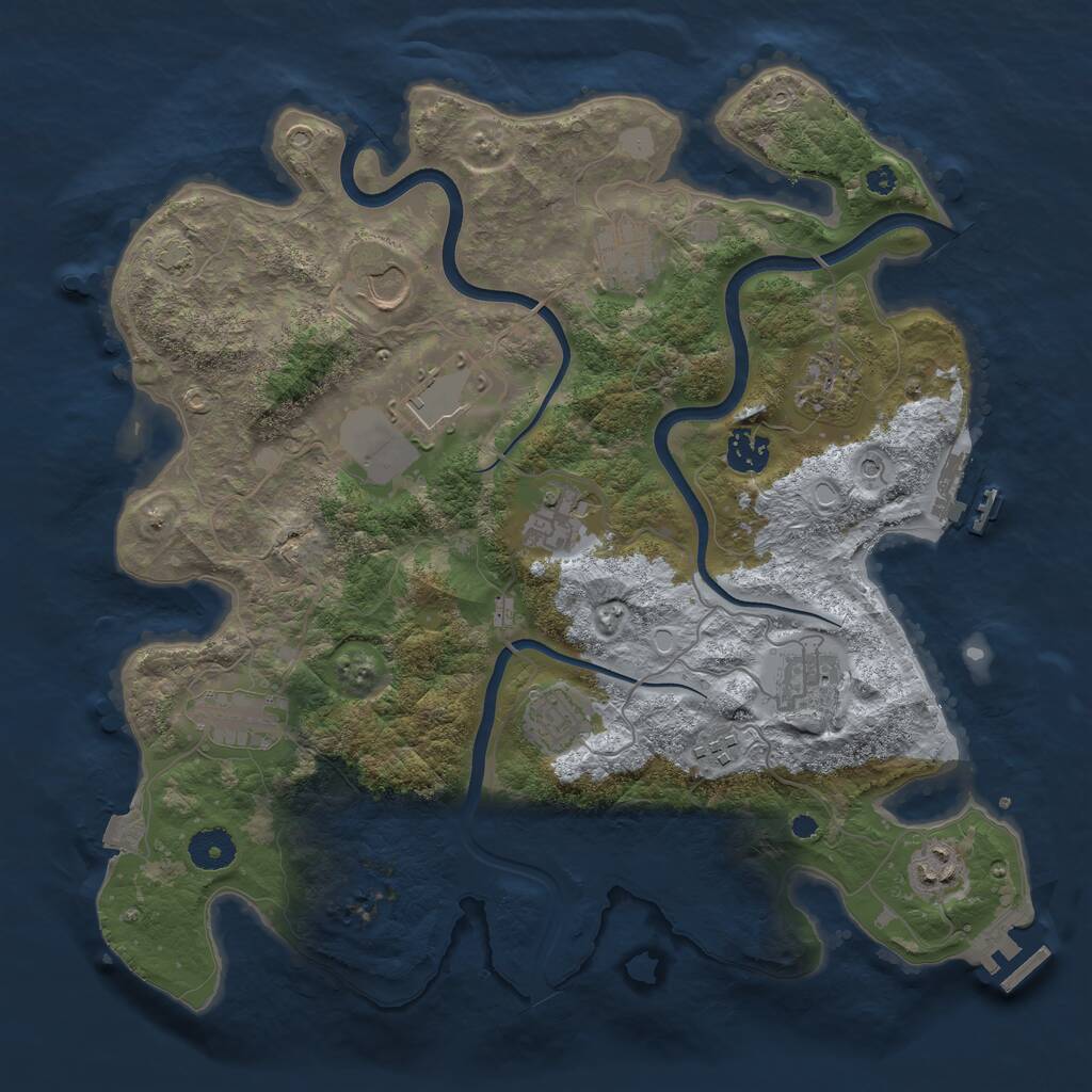 Rust Map: Procedural Map, Size: 3700, Seed: 267424576, 16 Monuments