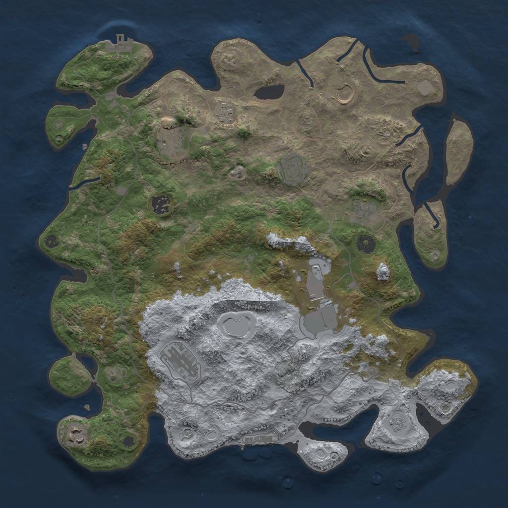 Rust Map: Procedural Map, Size: 4000, Seed: 89364, 16 Monuments