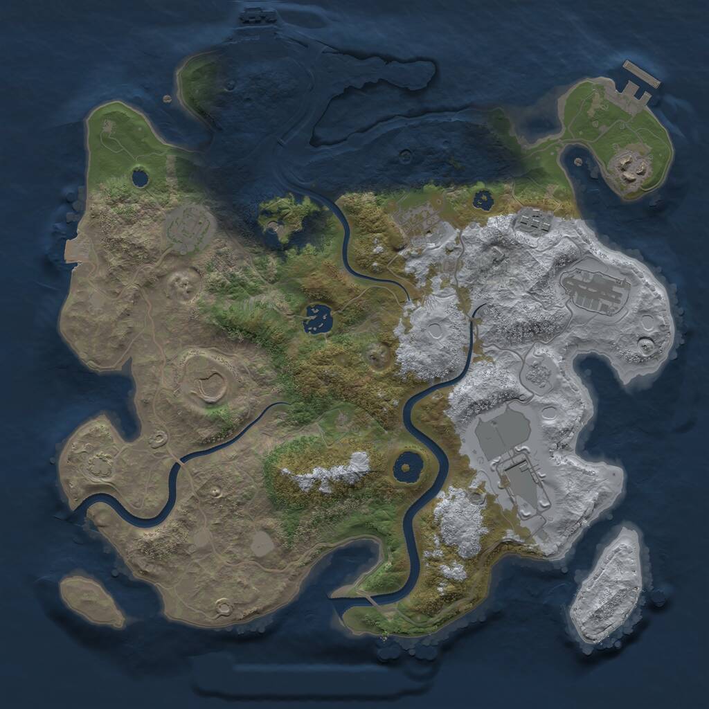 Rust Map: Procedural Map, Size: 3500, Seed: 1643805564, 14 Monuments
