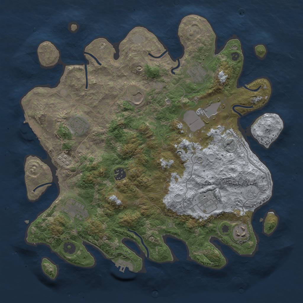 Rust Map: Procedural Map, Size: 3700, Seed: 400798, 16 Monuments