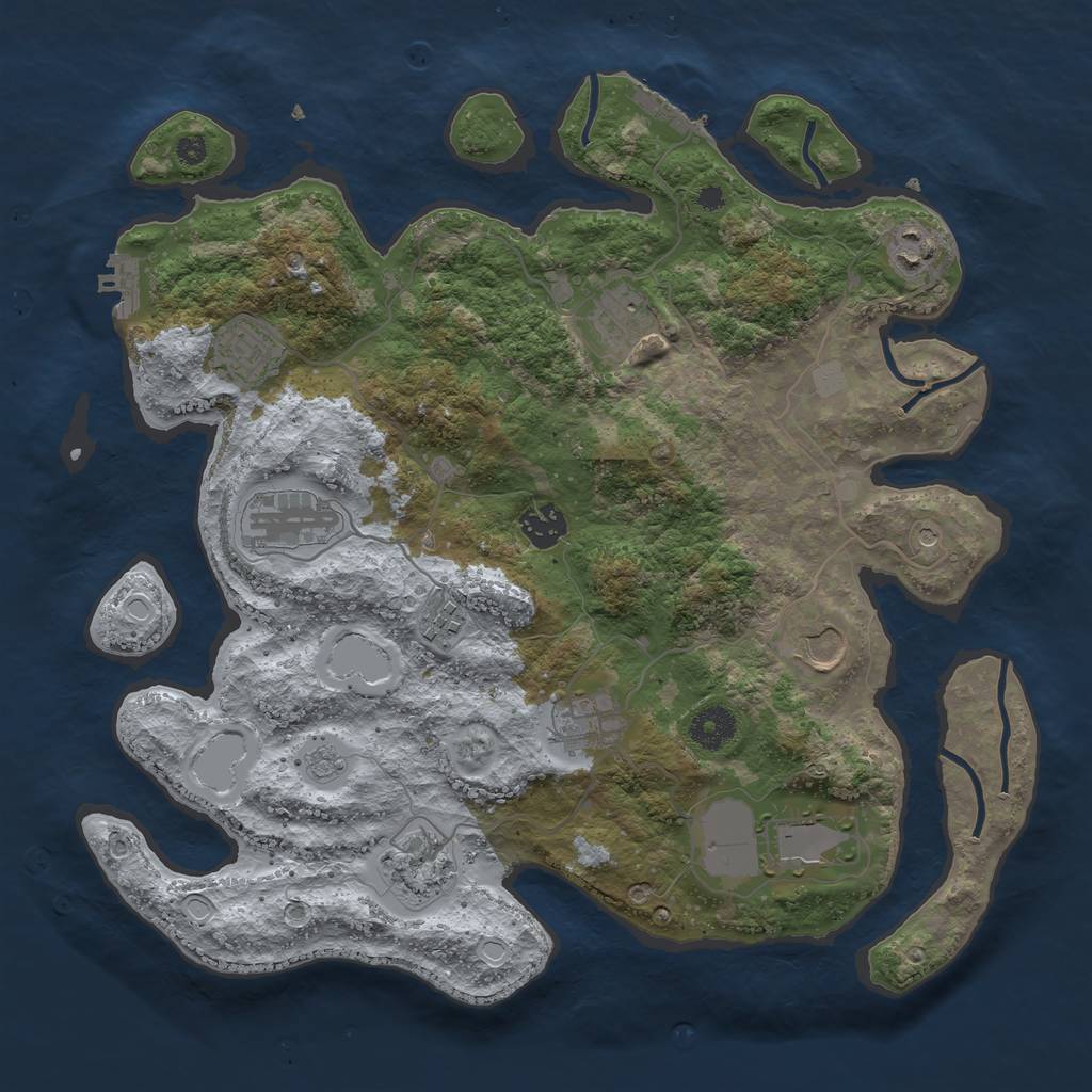 Rust Map: Procedural Map, Size: 3700, Seed: 787067, 19 Monuments
