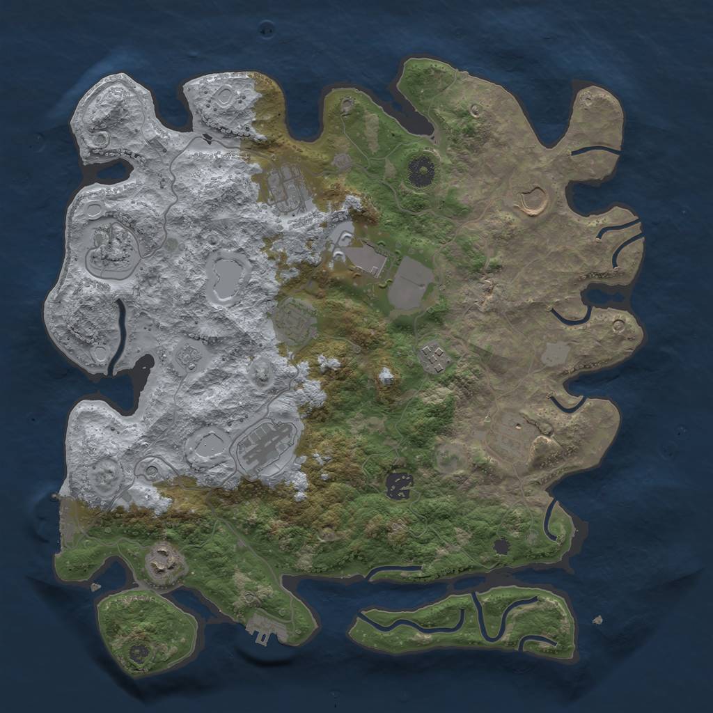 Rust Map: Procedural Map, Size: 3700, Seed: 426854890, 19 Monuments