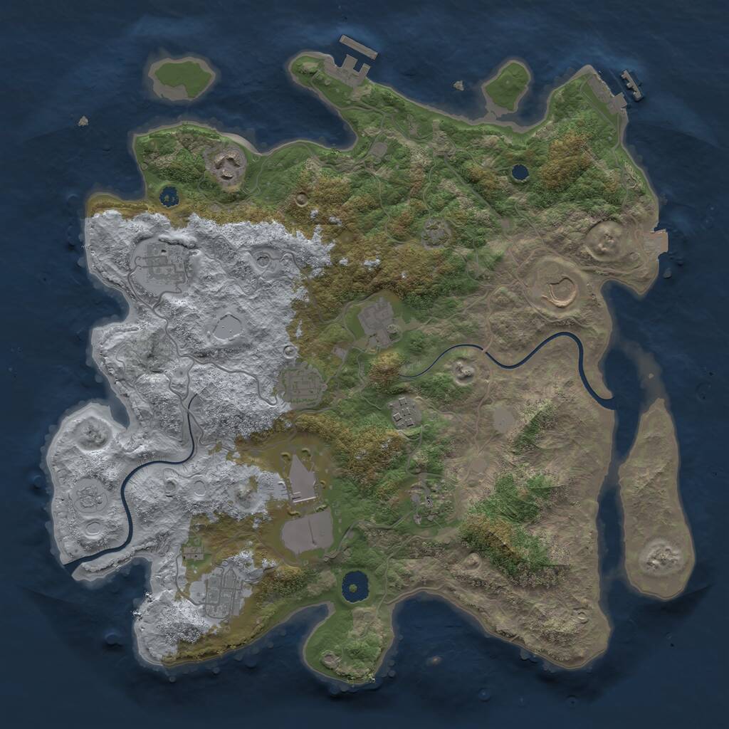 Rust Map: Procedural Map, Size: 3700, Seed: 330897, 15 Monuments