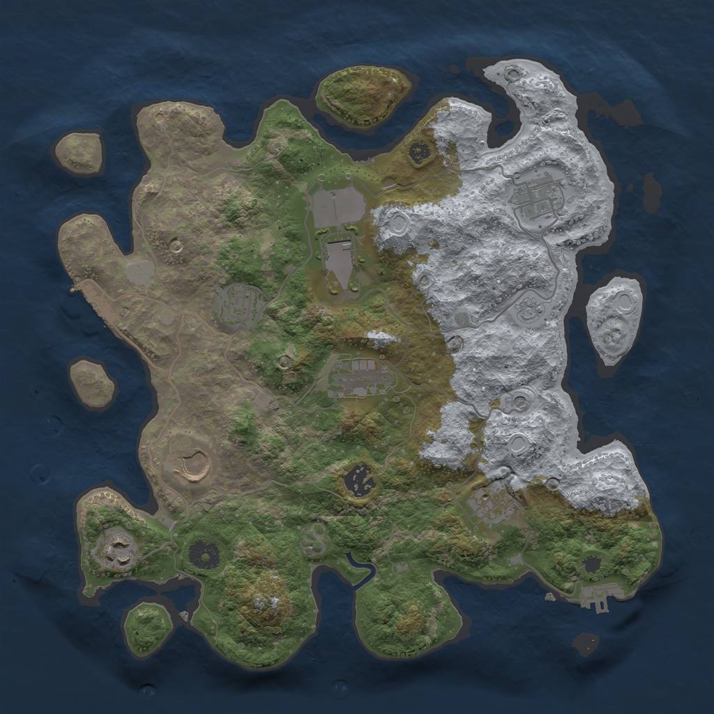 Rust Map: Procedural Map, Size: 3500, Seed: 6856, 17 Monuments