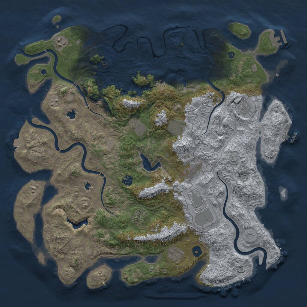 Rust Map: Procedural Map, Size: 4500, Seed: 2105, 16 Monuments