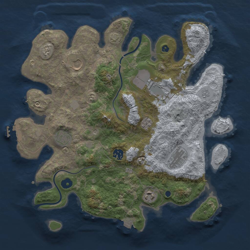 Rust Map: Procedural Map, Size: 3500, Seed: 752328432, 12 Monuments
