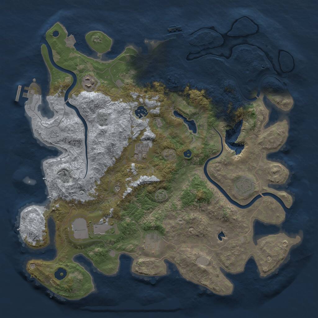 Rust Map: Procedural Map, Size: 4000, Seed: 54612354, 13 Monuments