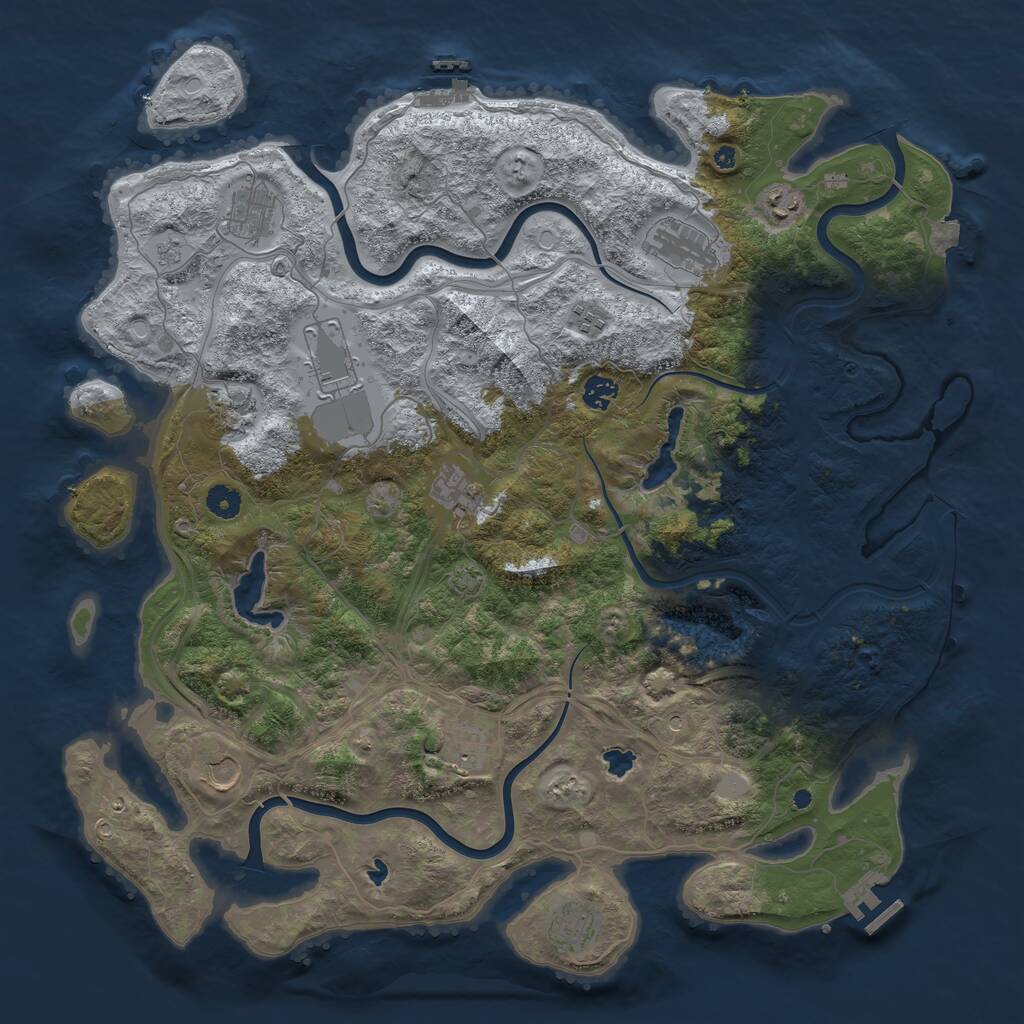 Rust Map: Procedural Map, Size: 4500, Seed: 666090698, 17 Monuments