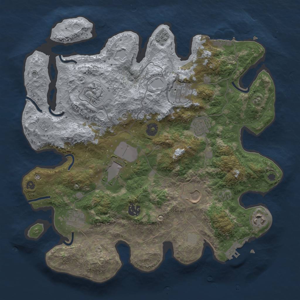Rust Map: Procedural Map, Size: 3500, Seed: 1906728174, 16 Monuments