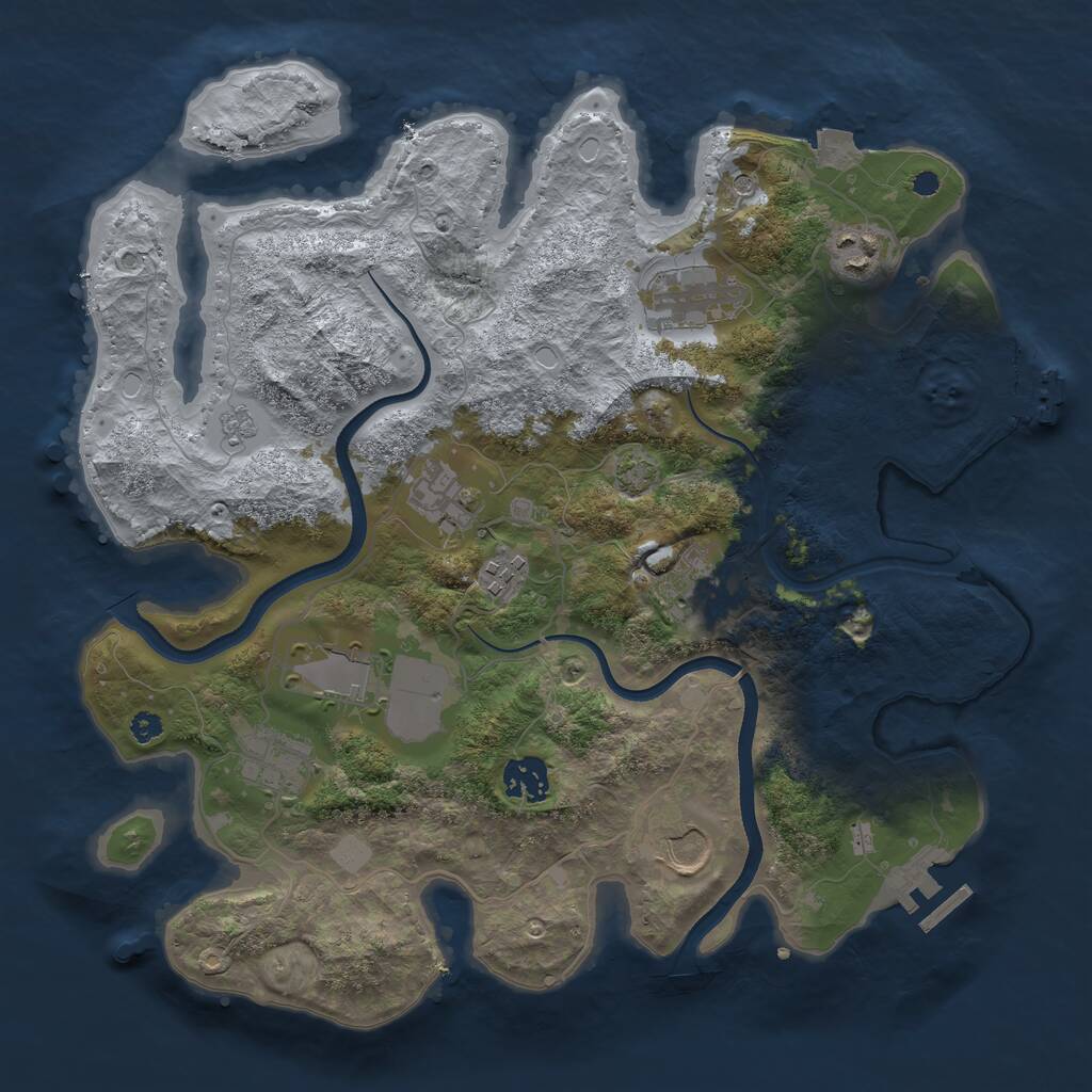 Rust Map: Procedural Map, Size: 3500, Seed: 1906728174, 15 Monuments