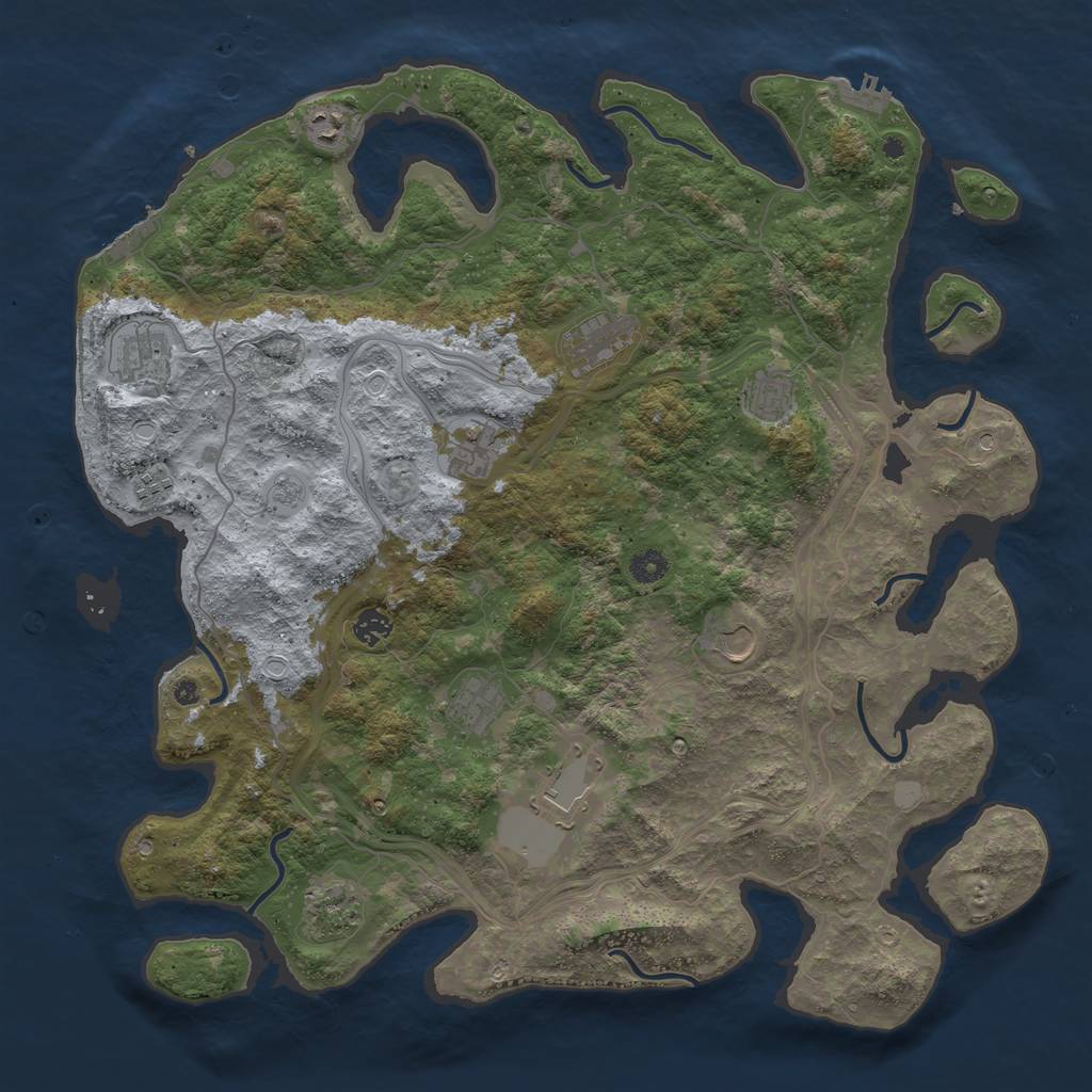Rust Map: Procedural Map, Size: 4500, Seed: 987465, 20 Monuments
