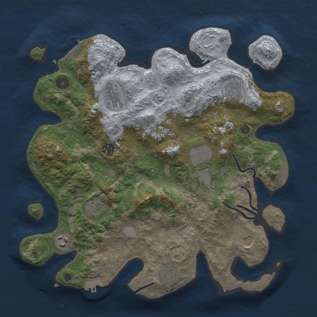 Rust Map: Procedural Map, Size: 3700, Seed: 804476, 16 Monuments
