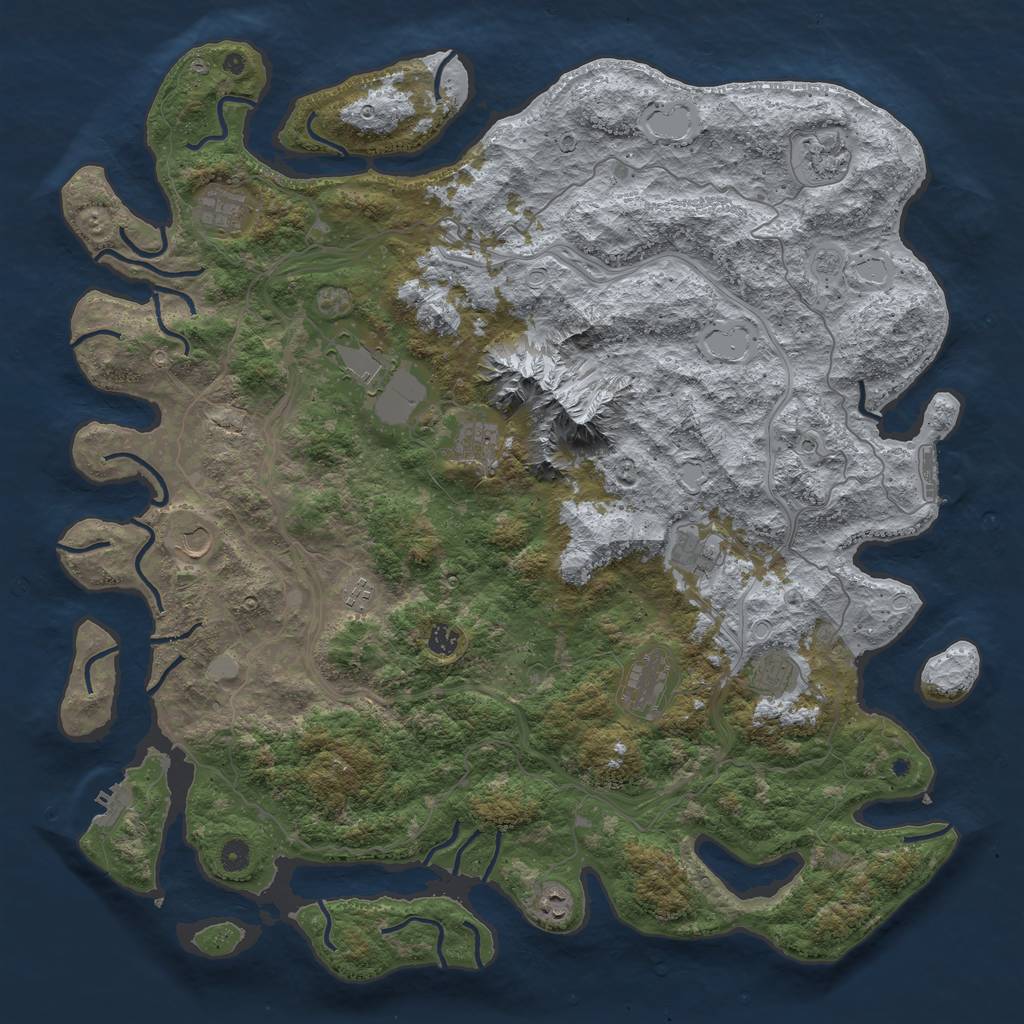 Rust Map: Procedural Map, Size: 5000, Seed: 372854165, 20 Monuments