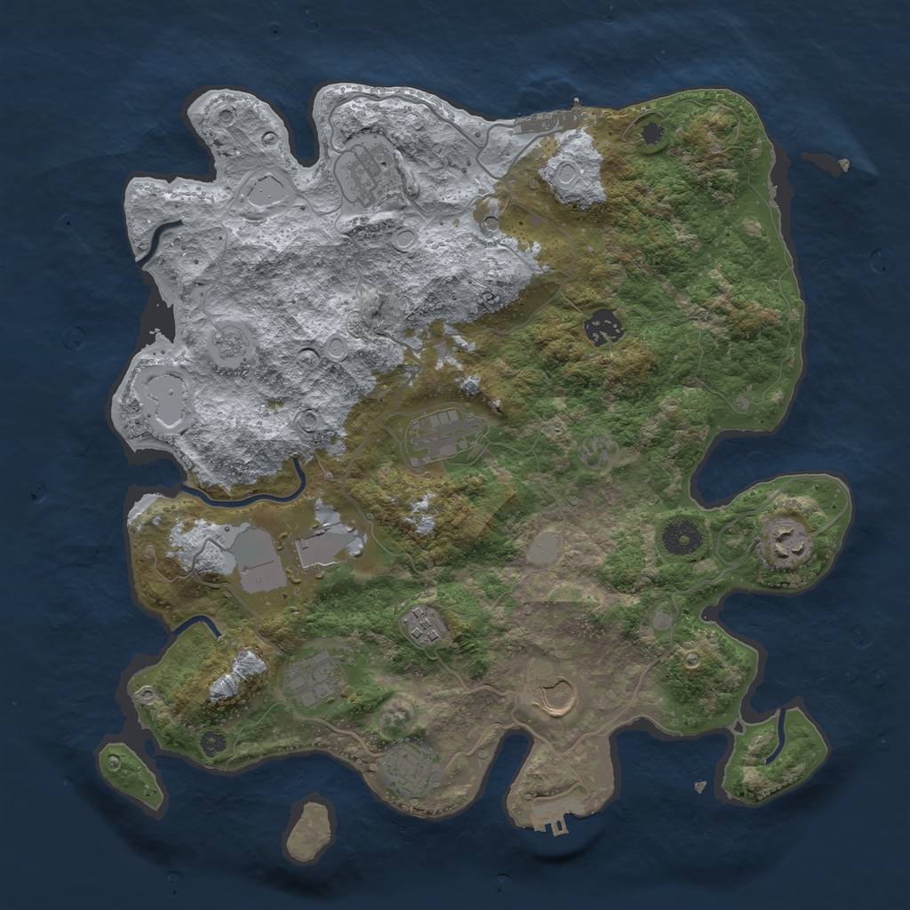 Rust Map: Procedural Map, Size: 3700, Seed: 734444, 16 Monuments