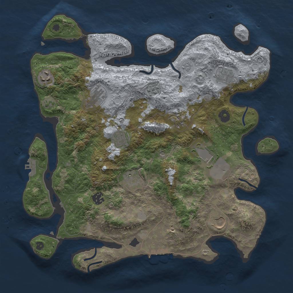 Rust Map: Procedural Map, Size: 3700, Seed: 923835845, 19 Monuments