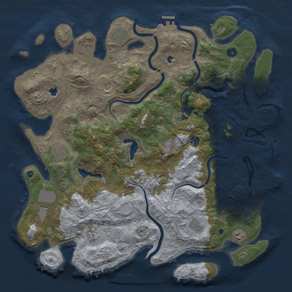 Rust Map: Procedural Map, Size: 4500, Seed: 931141650, 16 Monuments