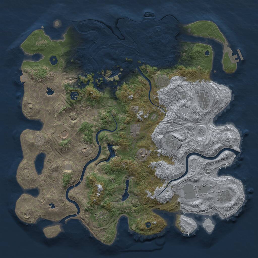 Rust Map: Procedural Map, Size: 4500, Seed: 1786225071, 17 Monuments