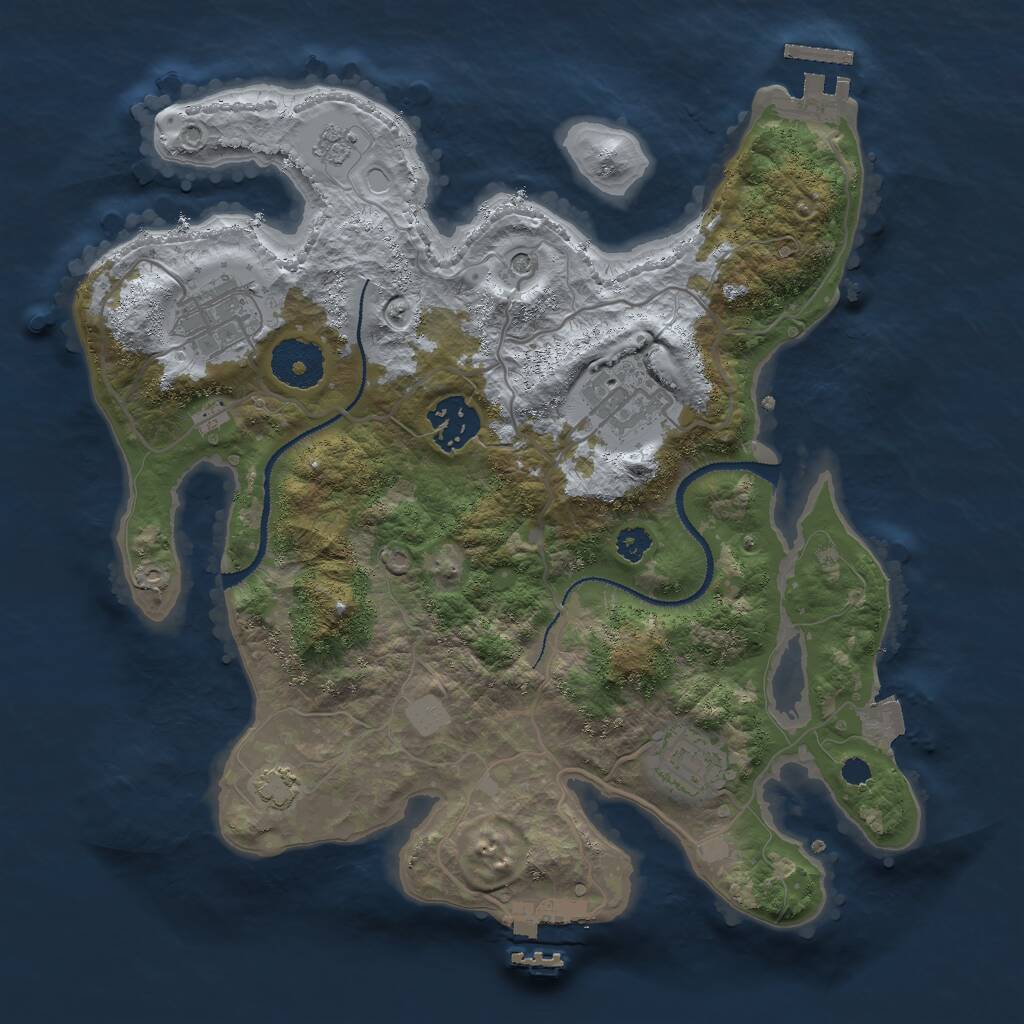 Rust Map: Procedural Map, Size: 3000, Seed: 32109, 10 Monuments