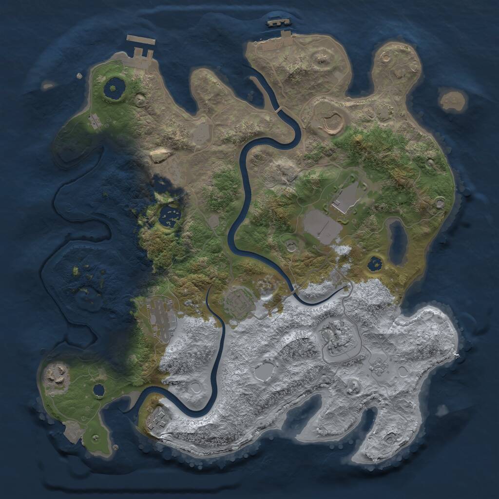 Rust Map: Procedural Map, Size: 3500, Seed: 512612329, 15 Monuments