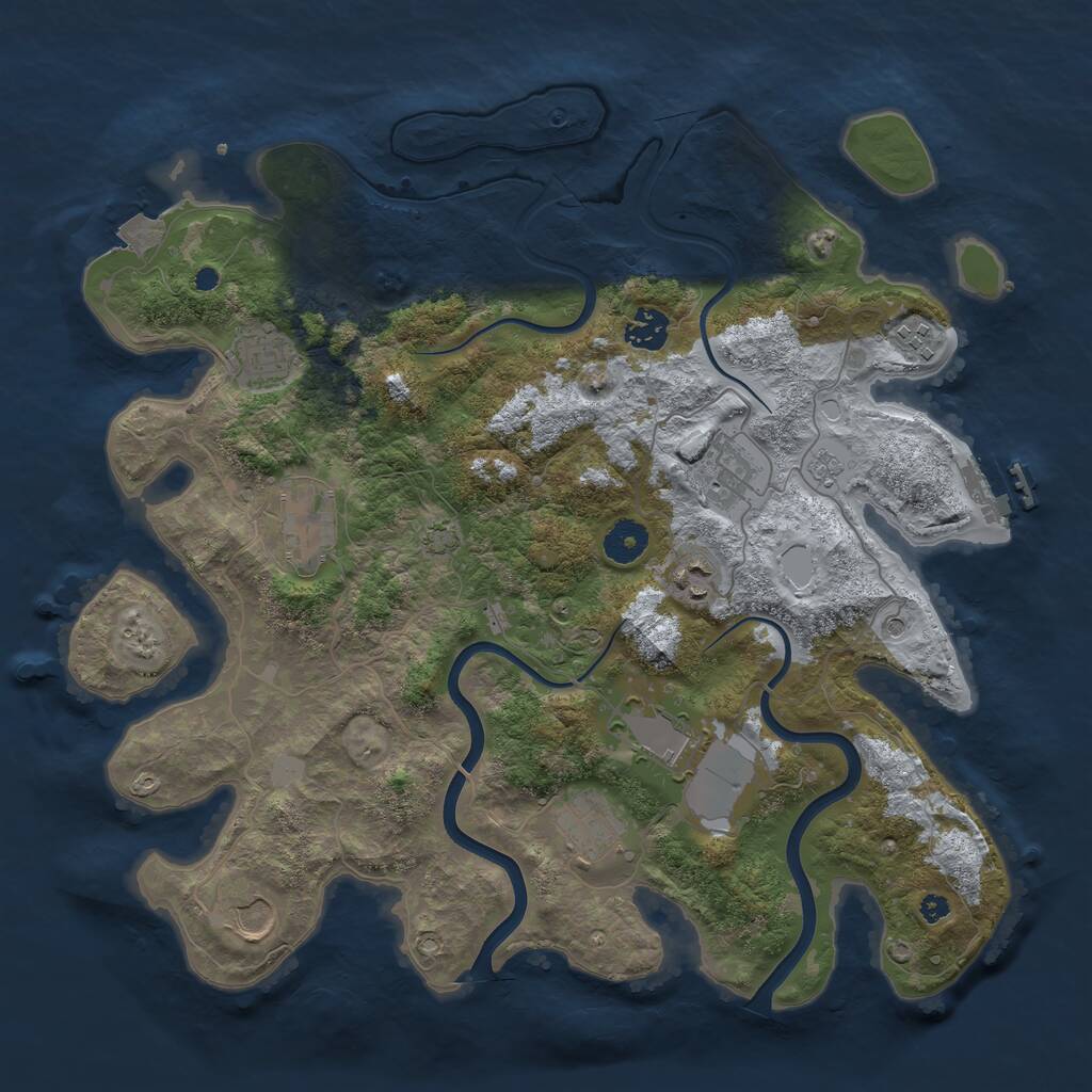 Rust Map: Procedural Map, Size: 3800, Seed: 745641, 14 Monuments