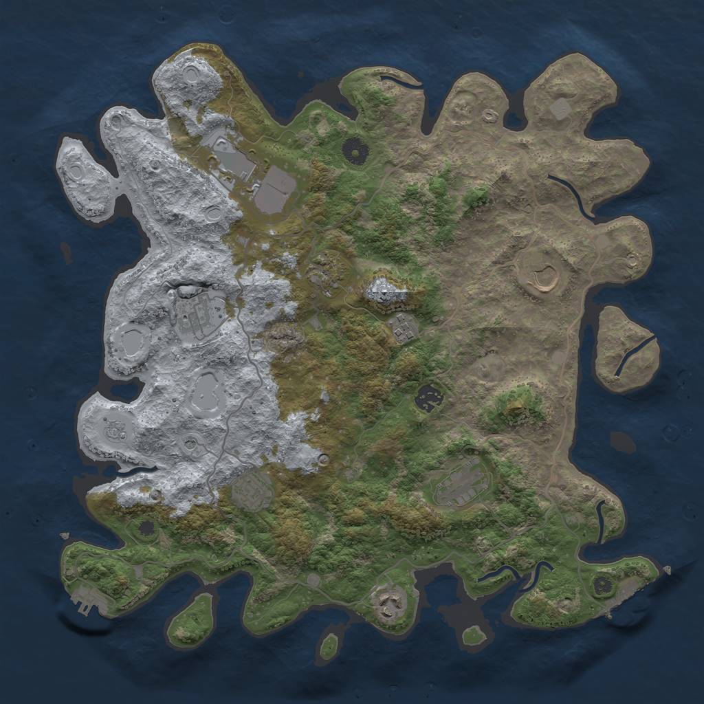 Rust Map: Procedural Map, Size: 4000, Seed: 2002560526, 18 Monuments